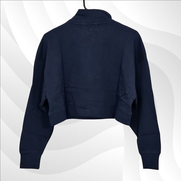 2/$50 WeWoreWhat Cropped Half Zip Pullover Terry Dress Blue Size S | Casual Chic - Picture 4 of 8